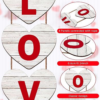 Valentine's Heart Wood Hanging Sign for Door & Wall Decor