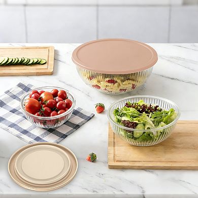Cook With Color 6-Piece High Borosilicate Glass Mixing Bowl Set with Lids