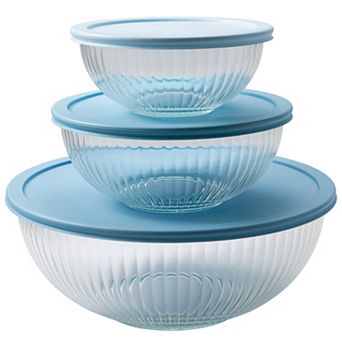 Cook With Color 6 pc High Borosilicate Glass Mixing Bowl Set with Lids