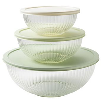 Cook With Color 6 pc High Borosilicate Glass Mixing Bowl Set with Lids