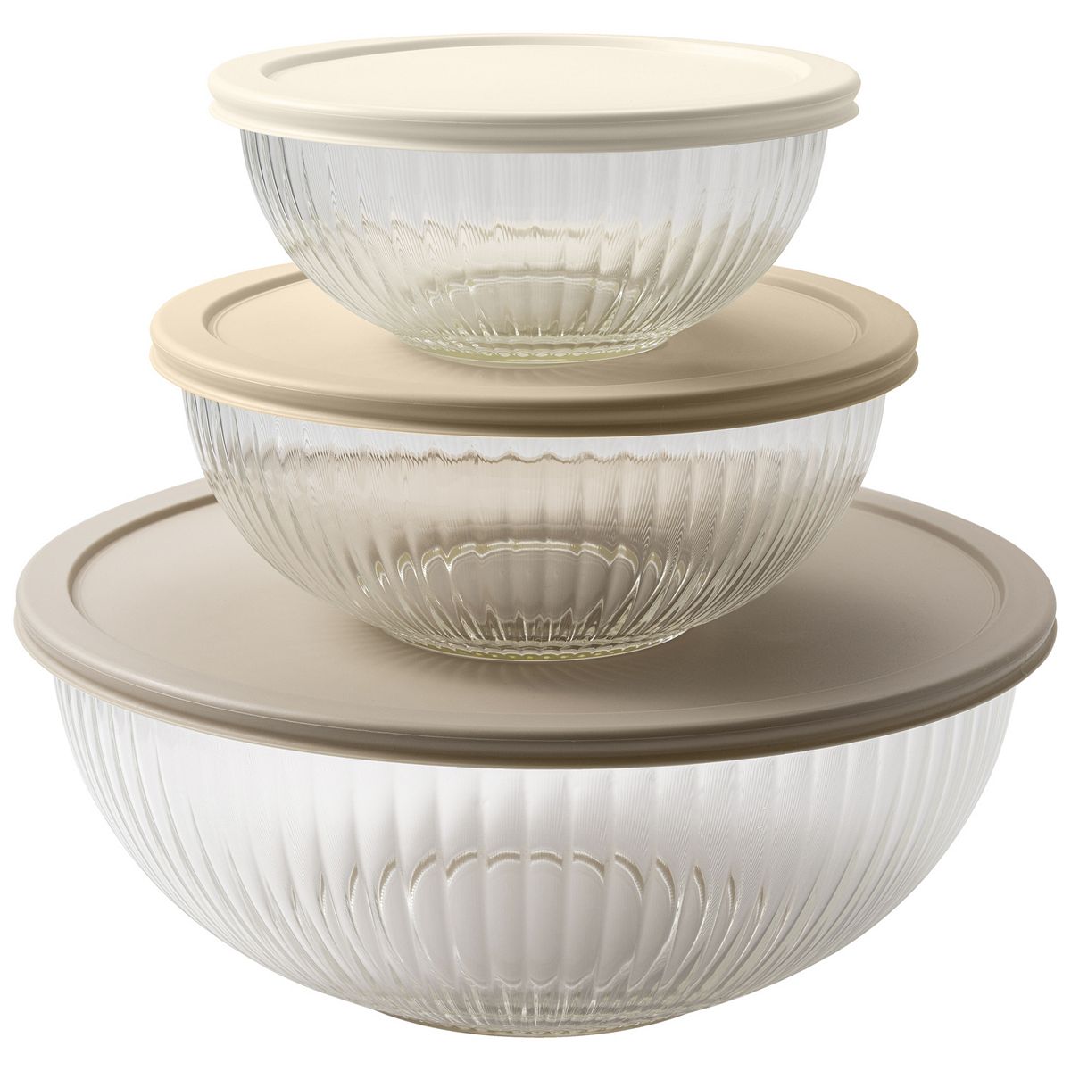 Glass Mixing Bowl Set with Lids