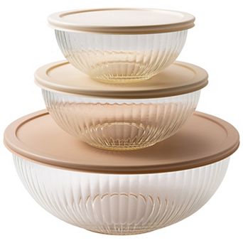 Cook With Color 6 pc High Borosilicate Glass Mixing Bowl Set with Lids