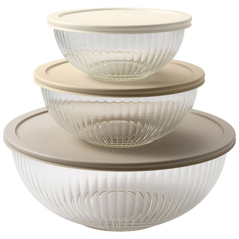 Cook With Color 6-Piece High Borosilicate Glass Mixing Bowl Set with Lids