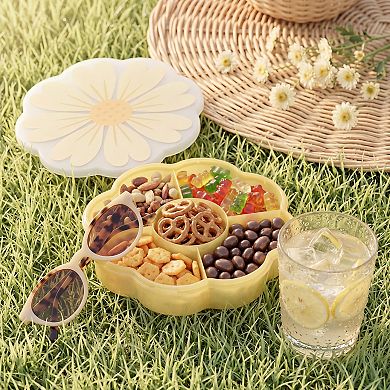 Cook With Color Large Flower-Shaped Snack Box Divided Serving Tray with Lid