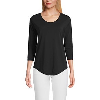 Petite Lands' End 3/4 Sleeve Lightweight Jersey Shirttail Tee