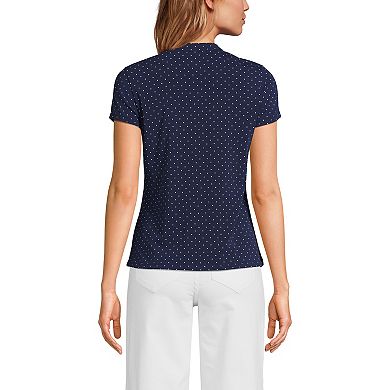 Petite Lands' End Lightweight Jersey Button Pintuck Top