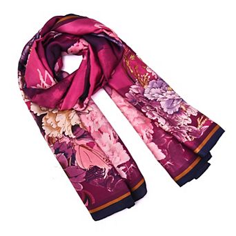 Mellow World Floral Printed Satin Wrap Scarf