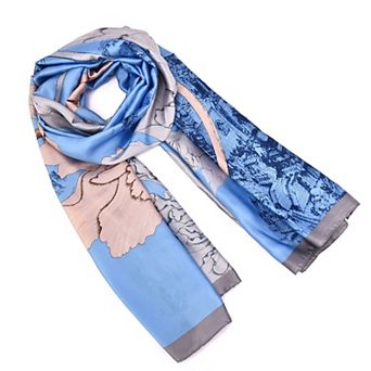 Mellow World Floral Printed Satin Wrap Scarf