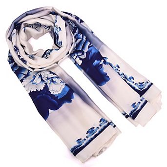 Mellow World Floral Printed Satin Wrap Scarf