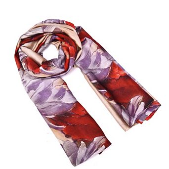 Mellow World Floral Printed Satin Wrap Scarf