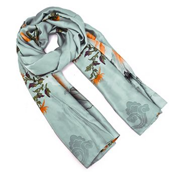Mellow World Floral Printed Satin Wrap Scarf