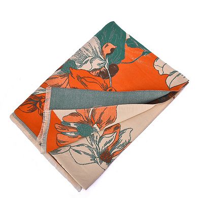 Mellow World Reversible Floral Print Wrap With Fringe