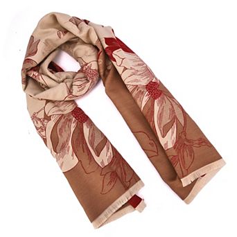 Mellow World Reversible Floral Print Wrap With Fringe