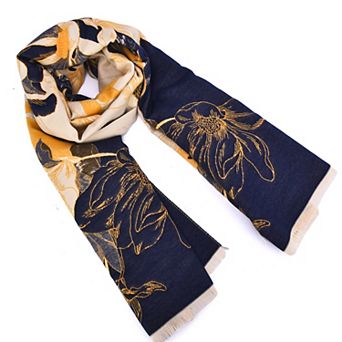 Mellow World Reversible Floral Print Wrap With Fringe