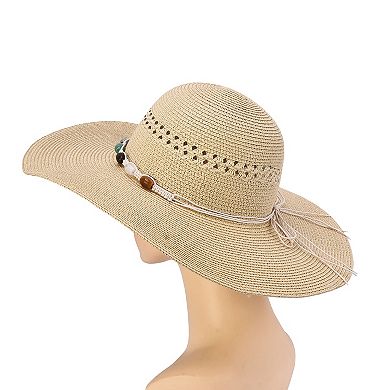 Women's Mellow World Floppy Straw Hat With Beaded Band