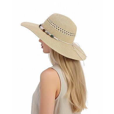 Women's Mellow World Floppy Straw Hat With Beaded Band