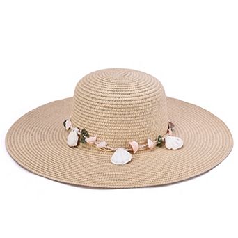 Women's Mellow World Straw Hat with Shell & Bead Trim