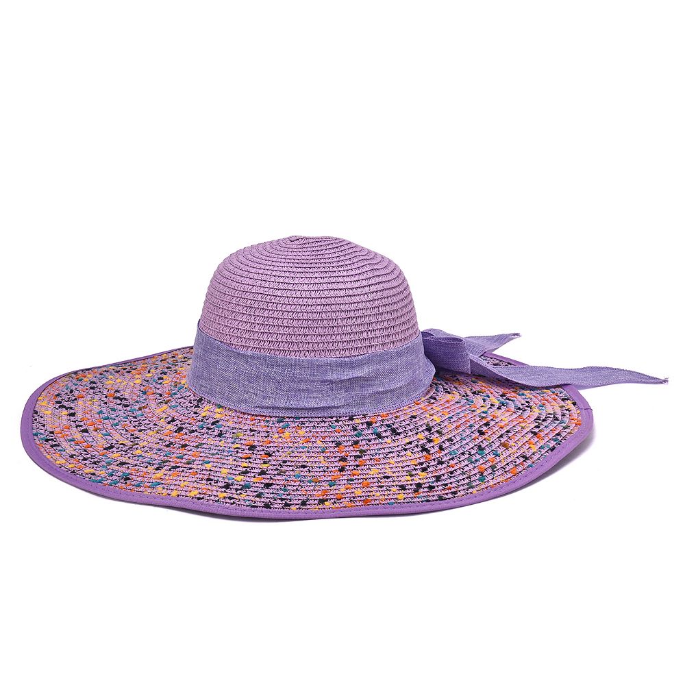 Lavender Woven Sun Hat Sun Straw Hat Wide Brim Women Floral lavender Beach Hat  main image 3