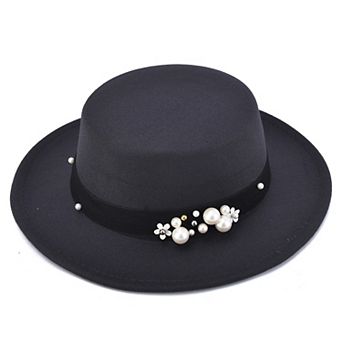 Women's Mellow World Simulated Pearl Band Felt Hat