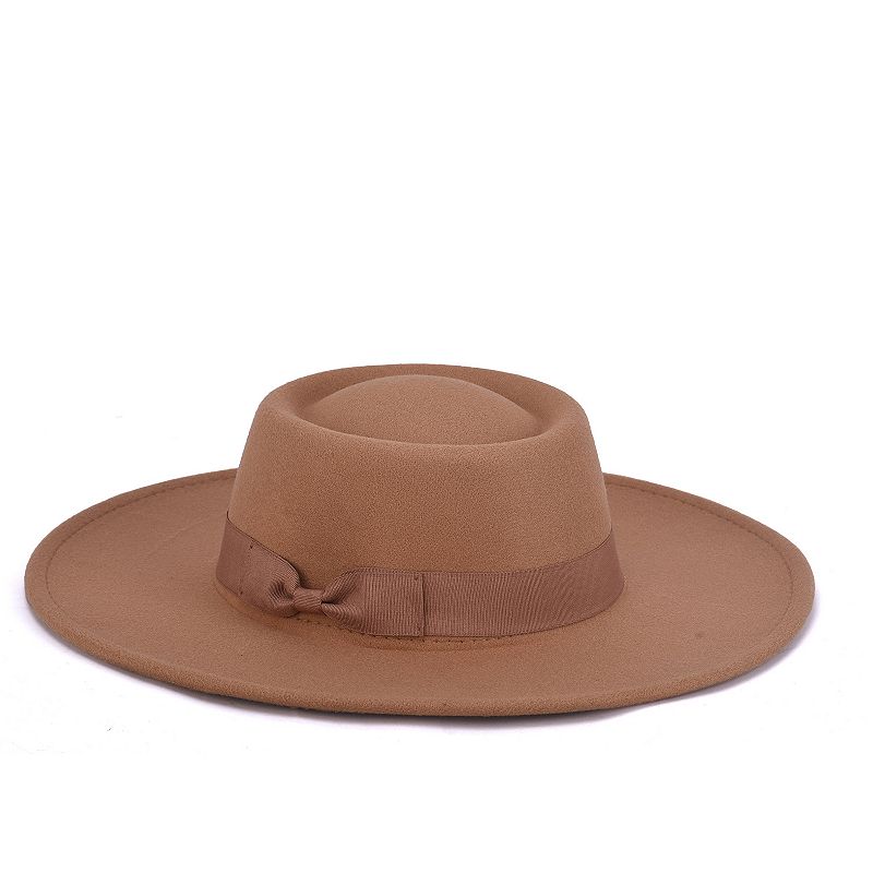 Women's Mellow World Wide Brim Bow Felt Hat, Red