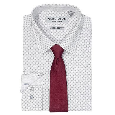 Men's Nick Graham Kent Square Modern Fit Dress Shirt & Tie Set
