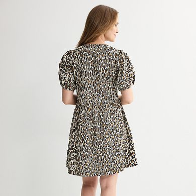 Women's Robbie Bee Tie Front Cheetah Print Shift Dress