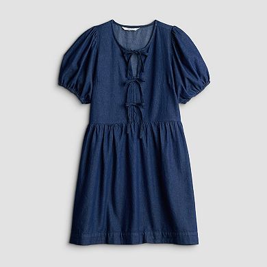 Women's Robbie Bee Tie Front Chambray Shift Dress