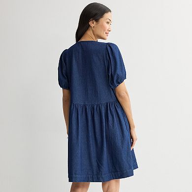 Women's Robbie Bee Tie Front Chambray Shift Dress