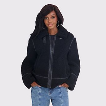 Juniors' madden girl Collared Shearling Jacket