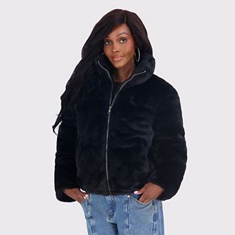 Juniors' madden girl Faux Fur Puffer Coat