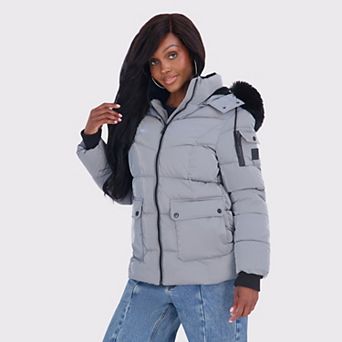 Juniors' madden girl Core Puffer Jacket with Faux-Fur Trim