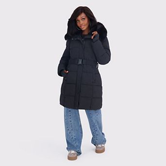 Juniors' madden girl Long Belted Puffer Coat