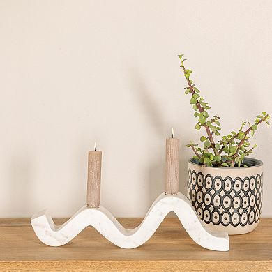 Hello Honey Marble Wave Double Taper Candle Holder