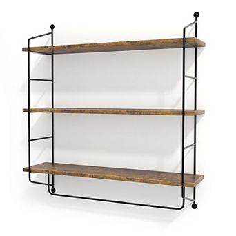 Sorbus 3 tier Wooden Floating Shelves with Metal Brackets