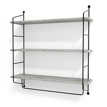 Sorbus 3 tier Wooden Floating Shelves with Metal Brackets