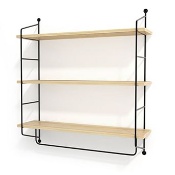 Sorbus 3 tier Wooden Floating Shelves with Metal Brackets