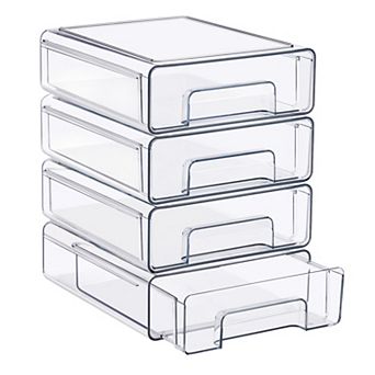 Sorbus 4-Pack Medium Clear Stackable Storage Drawers Case with Handles
