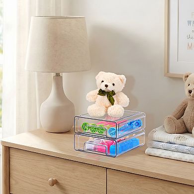 Sorbus 4-Pack Medium Clear Stackable Storage Drawers Case with Handles