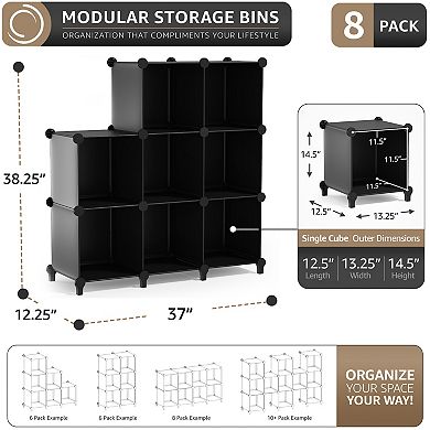 Sorbus 8-Cube Storage Organizer Cubby Shelf for Closet, Toys, Books, and More