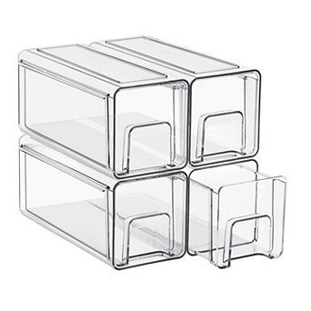 Sorbus 4-Pack Small Clear Stackable Storage Drawers Case with Handles