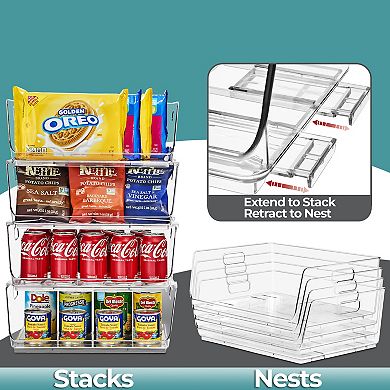 Sorbus 4 Pack Clear Stackable Storage Bins Open Front - for Kitchen, Fridge, Office, Home & more