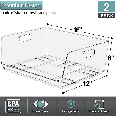 Sorbus 4 Pack Clear Stackable Storage Bins Open Front - for Kitchen, Fridge, Office, Home & more
