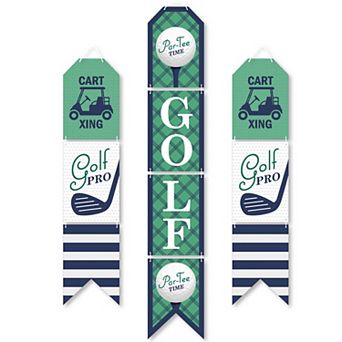Big Dot of Happiness Par-Tee Time - Golf - Hanging Vertical Door Banner - 3 ct