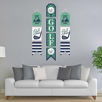Big Dot of Happiness Par-Tee Time - Golf - Hanging Vertical Door Banner - 3 ct
