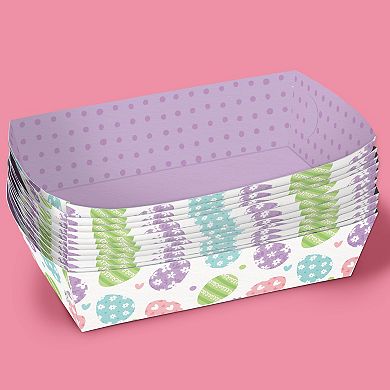Big Dot of Happiness Spring Easter Paper Food Trays, Disposable Double-Sided Food Holders - 12 Ct