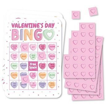 Big Dot of Happiness Valentine Hearts Bingo Game, Cards with Markers, Family-Friendly Activity 18 ct