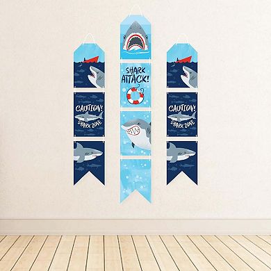 Big Dot of Happiness Shark Zone - Hanging Vertical Door Banner - 3 ct