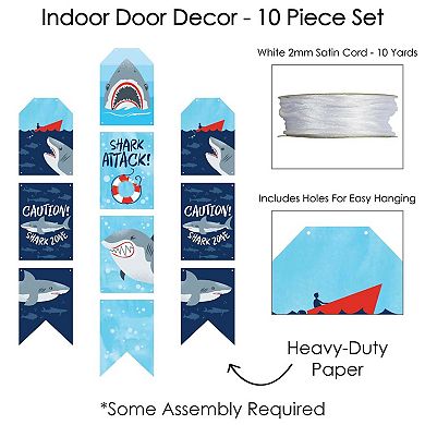 Big Dot of Happiness Shark Zone - Hanging Vertical Door Banner - 3 ct