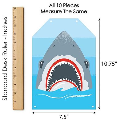 Big Dot of Happiness Shark Zone - Hanging Vertical Door Banner - 3 ct