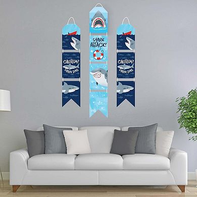 Big Dot of Happiness Shark Zone - Hanging Vertical Door Banner - 3 ct